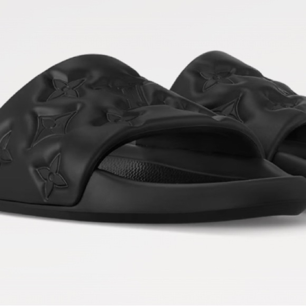 Waterfront Mule Slides Sandals Monogram Embossed Jacquard Black Millionaire New - Picture 11 of 11